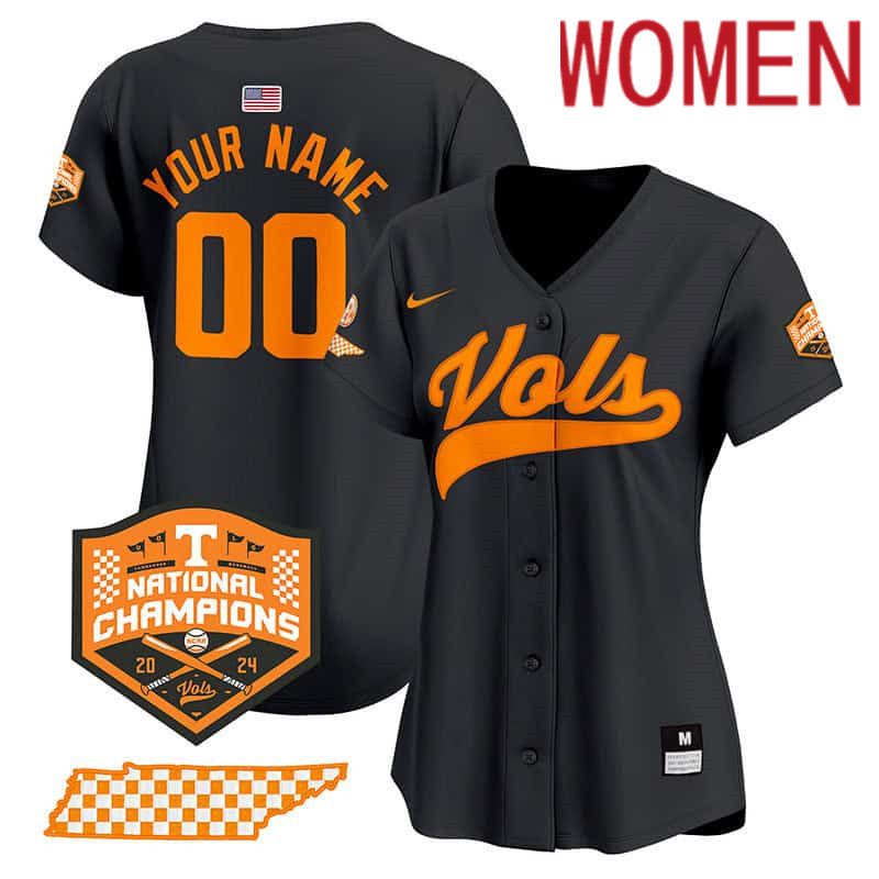 Women Tennessee Volunteers Black 2024 Nike Champions Vapor Premier Limited Custom NCAA Jersey